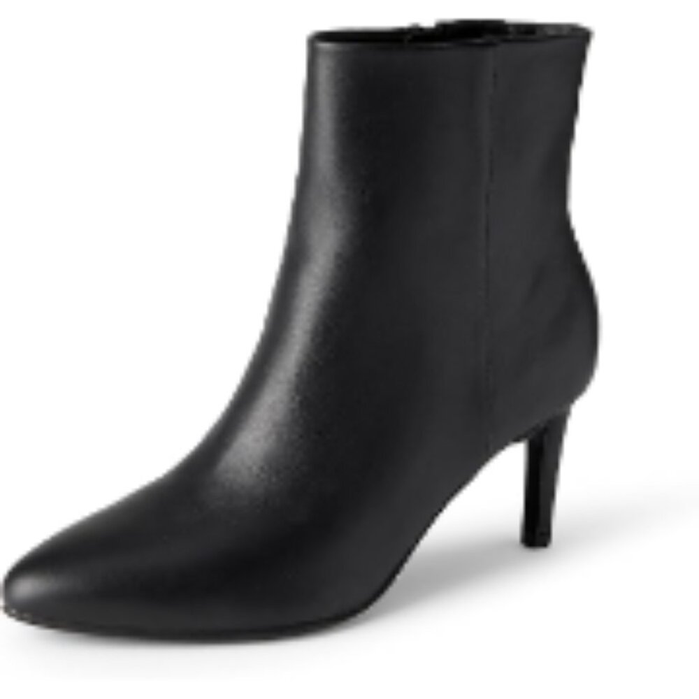 Faux Leather Stiletto Heel Ankle Boots With Side Zip